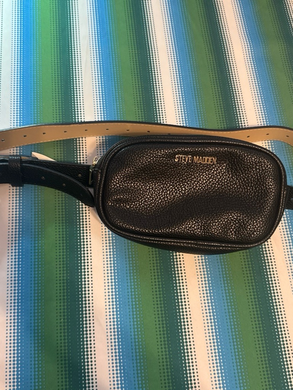 Steve Madden Black Pebbled Leather Waist Bag